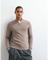Mango - Quarter Zip Knit Sweater - Lyst