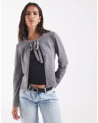 ONLY - Tie Front Knitted Cardigan - Lyst