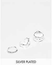 TOPSHOP - Byron Molten 3 Pack Ring Set - Lyst