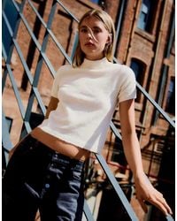 Bershka - Short Sleeve Mock Turtleneck Jumper - Lyst