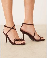 Glamorous - Barely There Heeled Sandals With Bows - Lyst