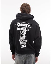 Obey - Sweat à capuche avec imprimé logo ovale au dos - Lyst