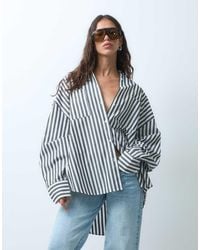 ASOS - Camisa Extragrande Xl A Rayas Monocromas-Multi - Lyst