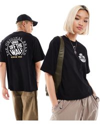 Vans - T-shirt nera ampia con stampa sul retro e logo circolare - Lyst
