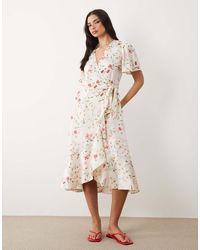 Y.A.S - Satin Wrap Midi Dress - Lyst