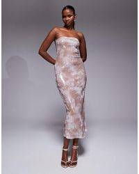 River Island - Sequin Bandeau Midi Dress - Lyst