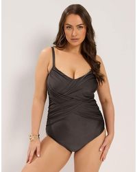 Yours Clothing - Crossover Super Sculpt Swimsuit - Lyst