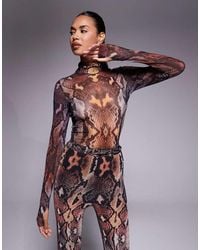 AFRM - Top Met Col, Lange Mouwen En Slangenprint, Deel Van Co-Ord Set - Lyst