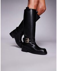 ARMANI EXCHANGE - Buckle Knee High Boots - Lyst