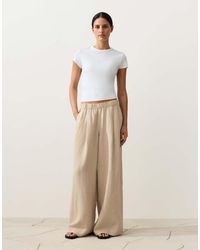Oysho - 100% Linen Wide Leg Trousers - Lyst