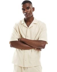 Pull&Bear - Self Stripe Textured Shirt Co-ord - Lyst
