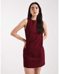 Threadbare - Vestido Corto Sin Mangas De Pana De Algodón De -Rojo - Lyst