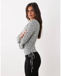 ASOS - Drawstring Detail Top With Flute Sleeve - Lyst