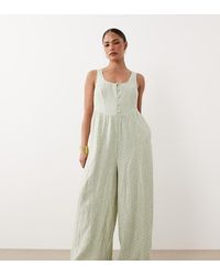 Nobody's Child Petite - Cora Linen Mix Button Front Jumpsuit - Lyst