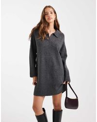ONLY - Knitted Polo Mini Dress - Lyst