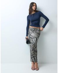 ASOS - Printed Sequin Shin Grazer Midi Skirt - Lyst