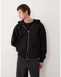 Jack & Jones - Oversized Hoodie Van Scuba-Achtige Stof Met Dubbele Rits - Lyst