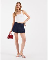ONLY - Frill Details Denim Skort - Lyst