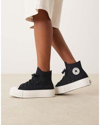 Converse - Zapatillas De Deporte Negras Con Tachuelas Y Plataforma Chuck Taylor All Star Lift Hi De - Lyst