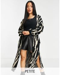 Topshop Unique Knitted Zebra Maxi Cardi - Black