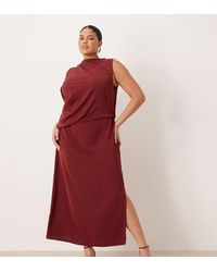 ASOS - Asos Design Curve Draped One Sleeve Slinky Dress - Lyst