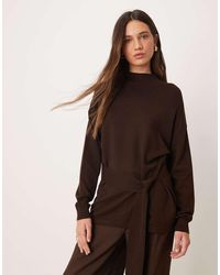 Mango - Knitted High Neck Tie Waist Jumper - Lyst