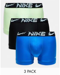 Nike - Dri-fit essential micro - confezione da 3 boxer aderenti blu, fluo e neri - Lyst