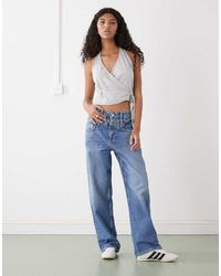 Weekday - Top Gris Jaspeado Cruzado Con Cuello Halter De - Lyst