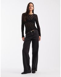 Pieces - Long Sleeve Lace Top - Lyst