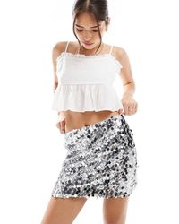 Pieces - Sequin Mini Skirt - Lyst