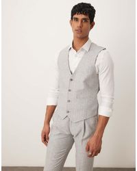 ASOS - Linen Cotton Blend Slim Suit Waistcoat - Lyst