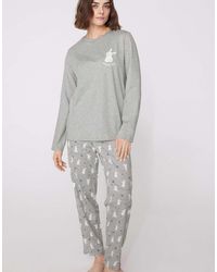 Tezenis - Bunny Print Long Cotton Pyjamas - Lyst