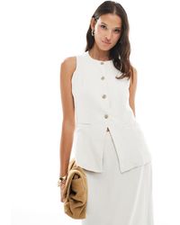 Vero Moda - Gilet Accollato Taglio Lungo Color Crema - Lyst