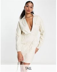 SIMMI - Simmi Tall Relaxed Plunge Front Blazer Shirt Dress - Lyst