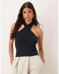 ASOS - Cross Over Neck Button Through Halter Top - Lyst