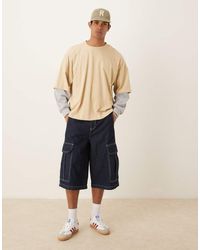 ASOS - Jorts Di Jeans Taglio Lungo Lavaggio Grezzo Con Doppia Piega - Lyst