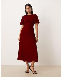Nobody's Child - Zelda Velvet Cut Out Back Puff Sleeve Midaxi Dress - Lyst