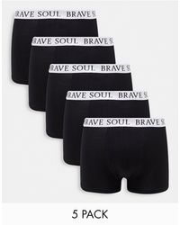 Brave Soul Set Van 5 Boxershorts Met Logo Op - Zwart