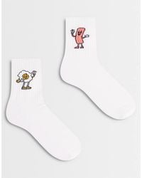 ASOS - 2 Pack Socks With Bacon And egg Embroidery - Lyst