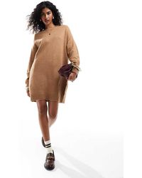 ASOS - Knitted Jumper Mini Dress With Crew Neck - Lyst
