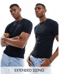 ASOS - 2 Pack Muscle Fit T-shirt With Crew Neck - Lyst