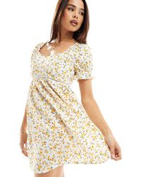 Wednesday's Girl - Chintzy Floral Mini Smock Dress - Lyst