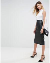 ASOS Sculpt Me - Bleistiftrock aus Kunstleder mit hohem Bund - Schwarz