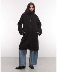 Monki - Wool Blend Funnel Neck Coat - Lyst