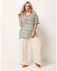Yours Clothing - Stripe Knitted T-Shirt - Lyst