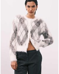 Calvin Klein - Jersey Color Crema Con Diseño De Rombos Y Monograma De Tejido Mullido De -Blanco - Lyst