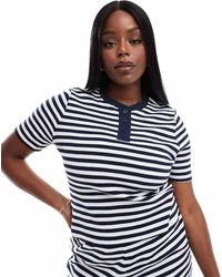 ASOS - Camiseta A De Manga Corta Con Cuello Panadero De Punto Gofrado De Asos Design Curve (Parte De Un Conjunto) - Lyst