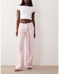 Lioness - Penny Asymmetric Button Detail Relaxed Leg Jeans - Lyst