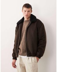 ASOS - Harrington Jack Met Wollook En Borgkraag - Lyst