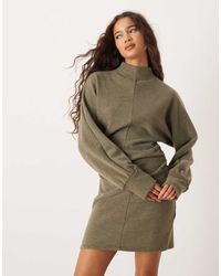 ASOS - Supersoft Funnel Neck Batwing With Ruched Side Mini Dress - Lyst